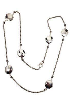 Michael Dawkins Sterling Silver Faceted Station Necklace 36" #24421